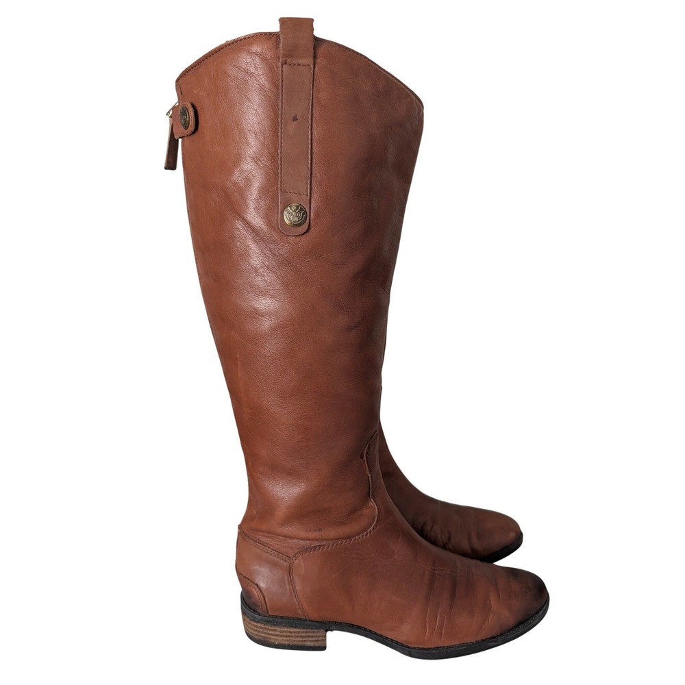 Sam Edelman Brown Riding Boot Women 7.5 Equestrian Old Money Preppy Faux Leather